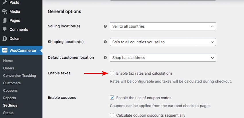 WooCommerce enable tax rates