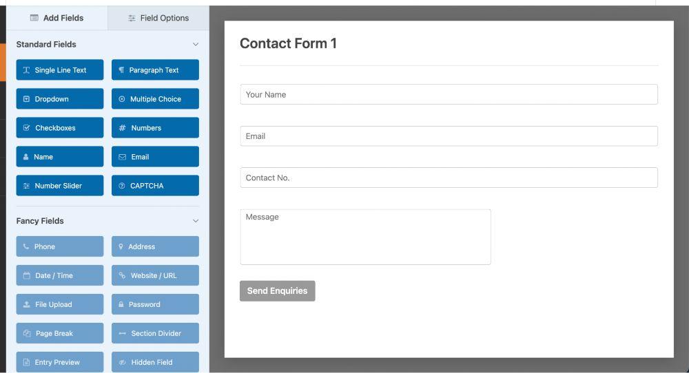 create contact form using WPForms