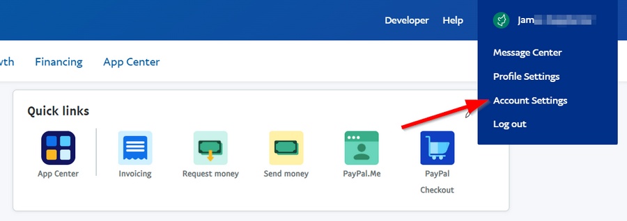 go to paypal merchant account settings