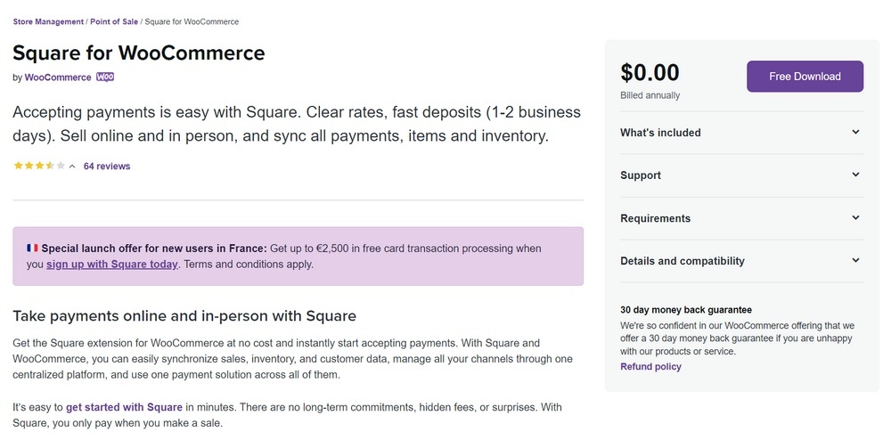 Square payments WooCommerce extension
