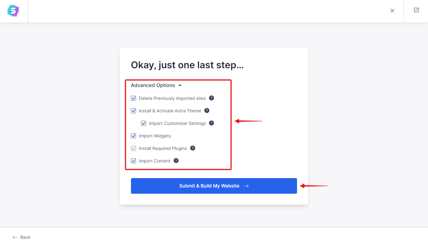 Starter templates import process