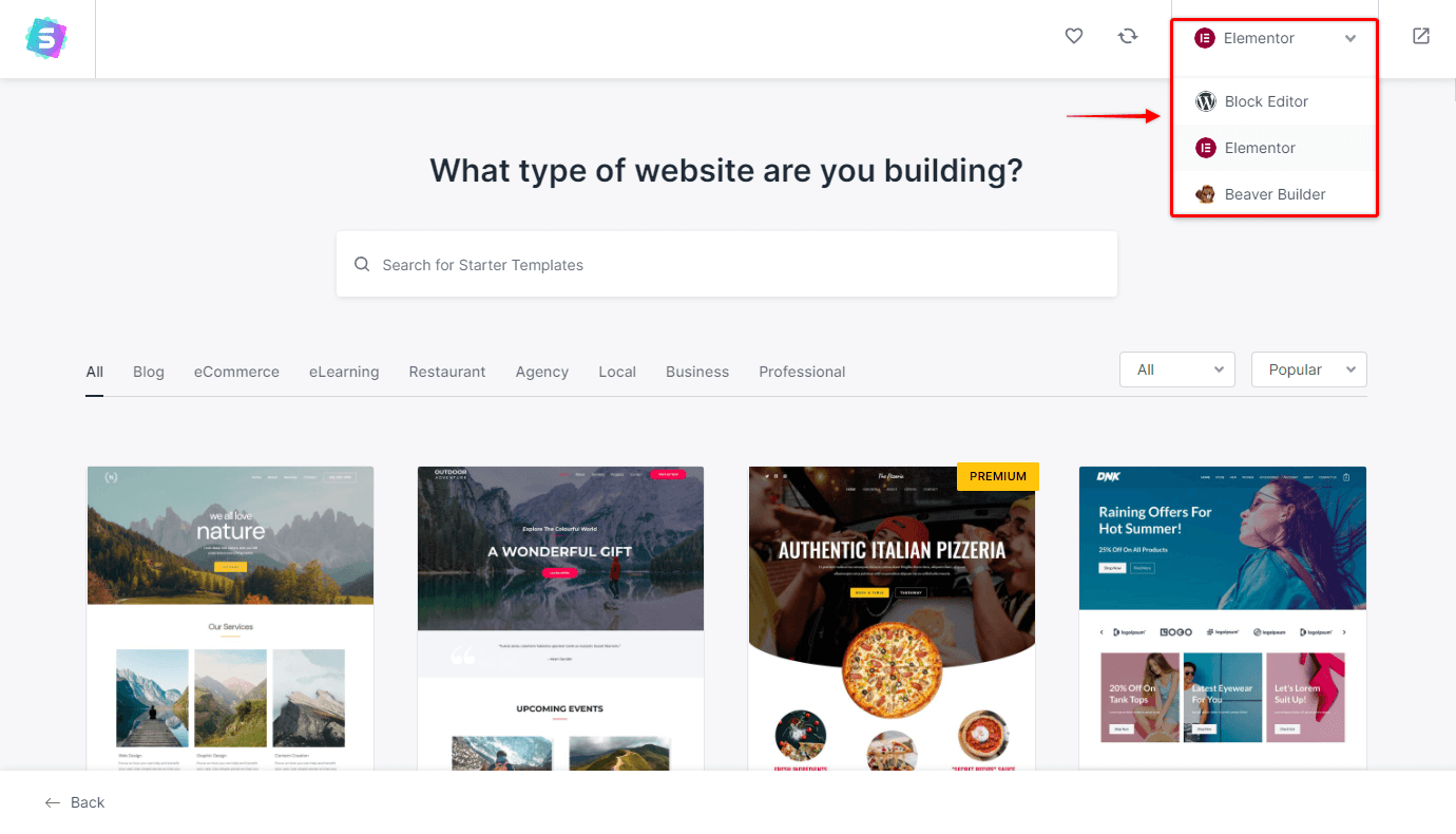 Select Your Page Builder