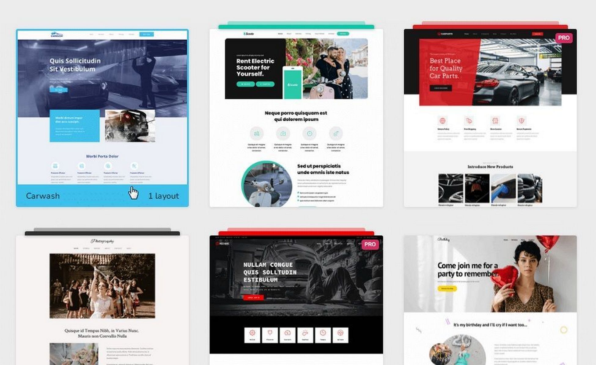 Brizy website template layouts