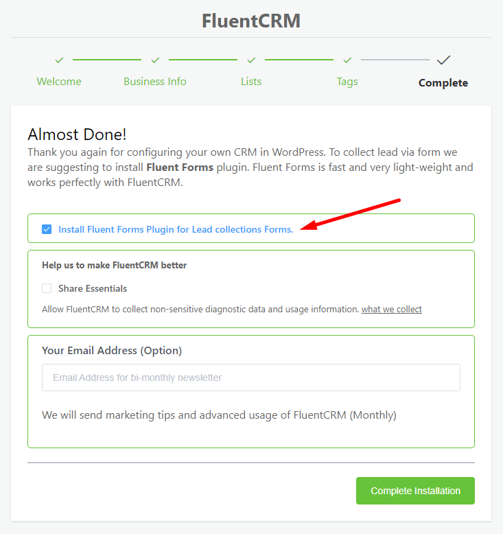 FluentCRM 设置最后阶段