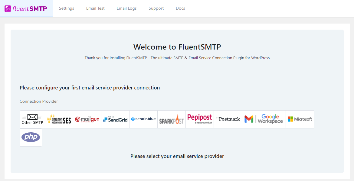 FluentSMTP settings