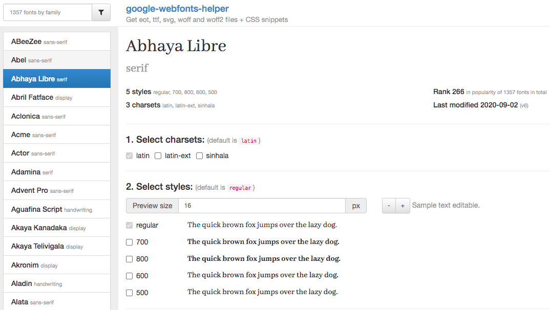 Google Fonts Abhaya Libre 字体