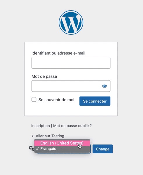 在 WordPress 登录屏幕中选择语言