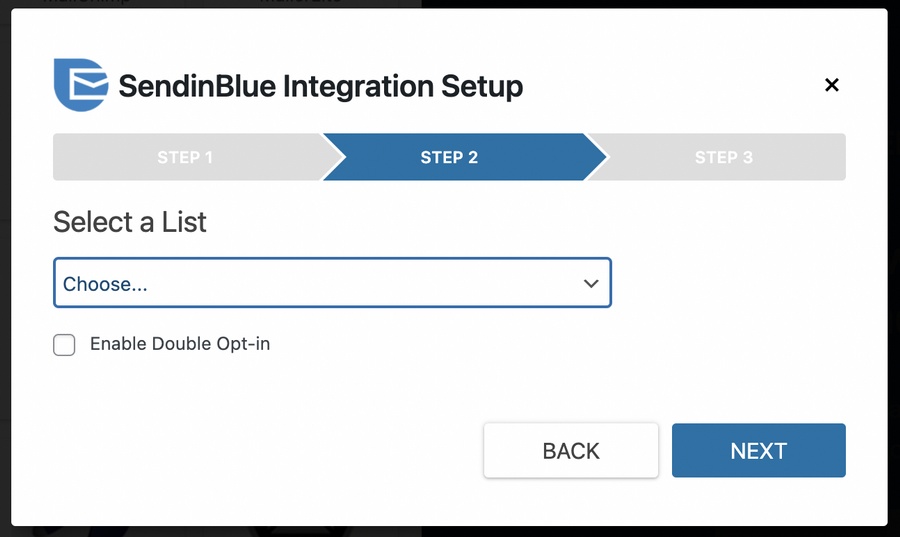 Sendinblue integration step 2