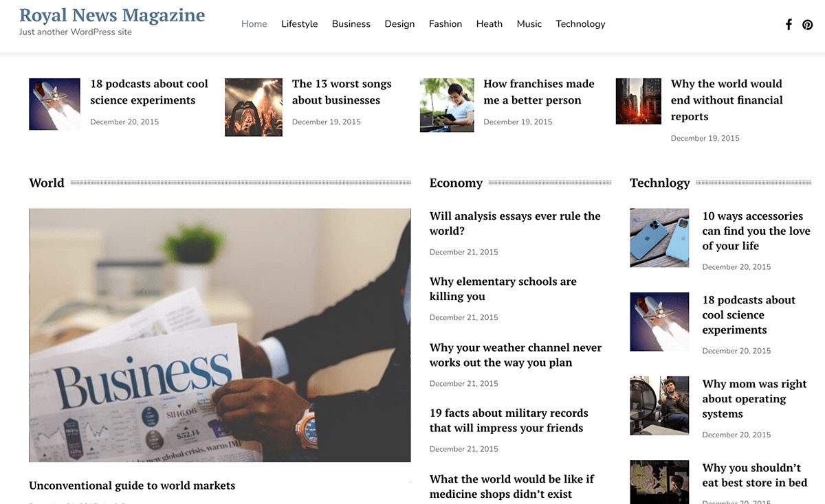 Royal News Magazine WordPress theme