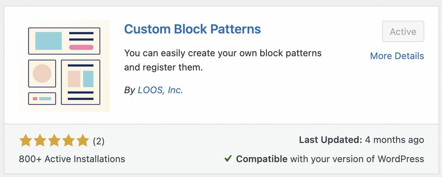 custom block pattern plugin