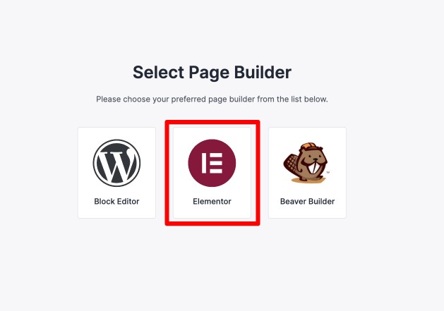 Choose elementor page builder