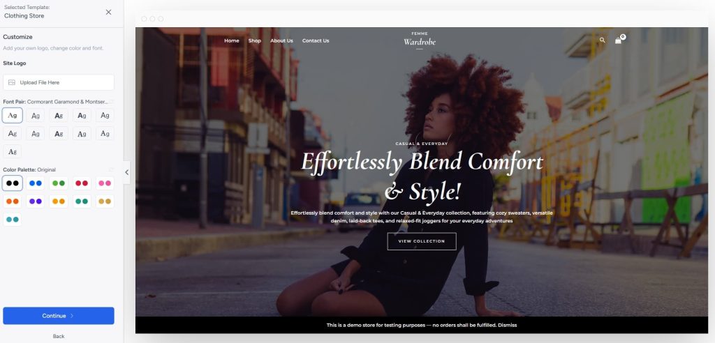 Customizing Clothing Store template