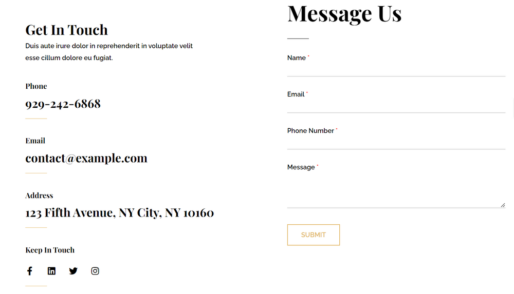 Contact page example