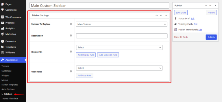 How To Add Custom Sidebar To The Theme 