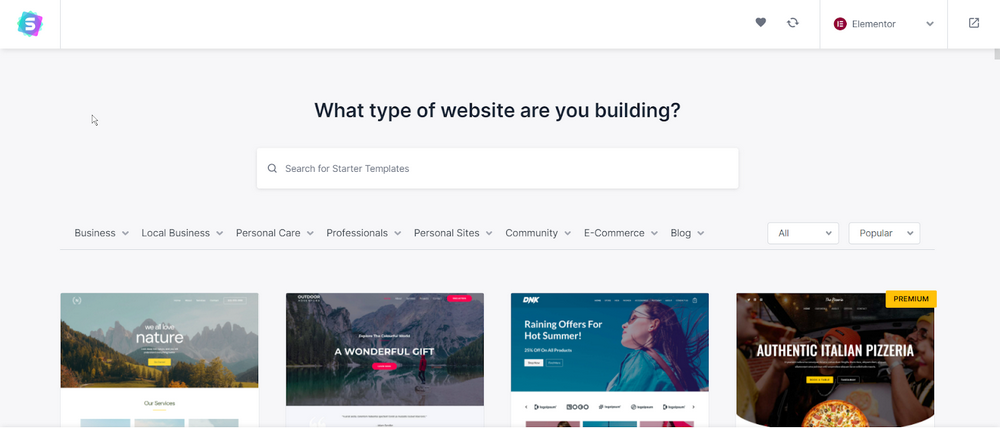 Choose a page builder and browse through the templates