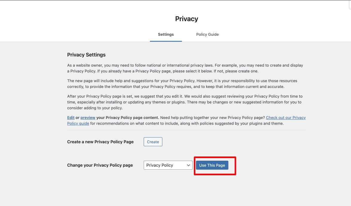 Update Privacy Settings