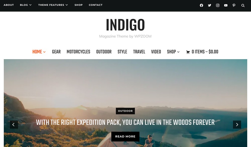 Indigo WordPress theme