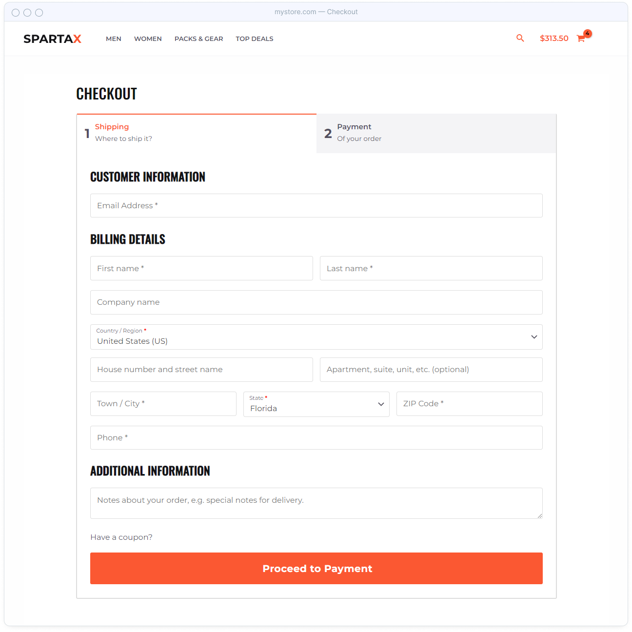 Astra WooCommerce two step checkout