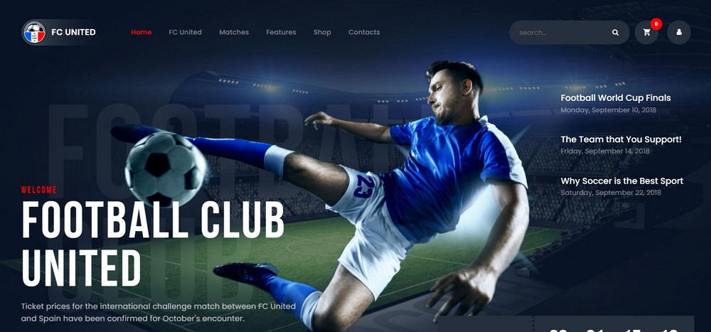 fc united football WordPress theme
