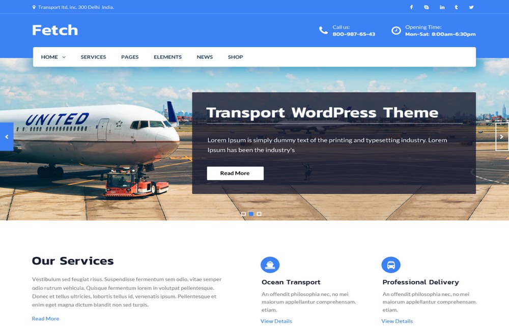 Fetch  transportation WordPress theme 