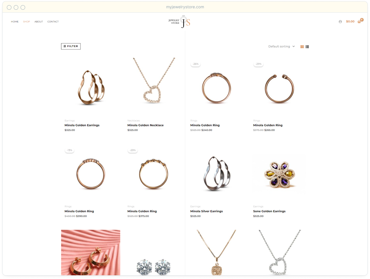 Modern shop page example