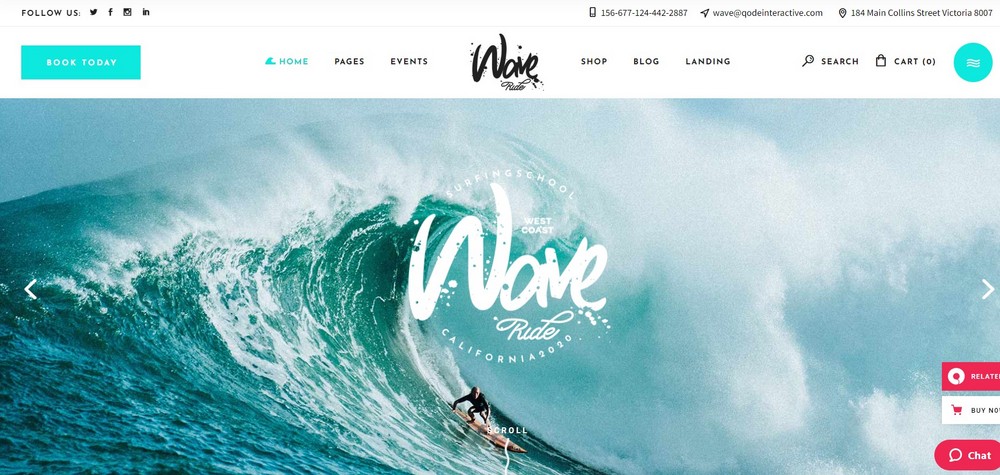 waveride water sports WordPress theme