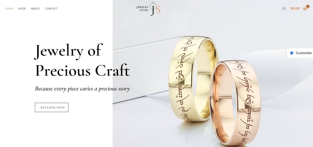astra wordpress theme for jewelry designer