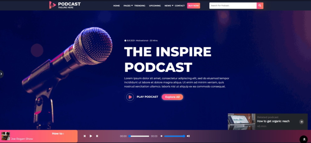 Audio podcast theme demo home page