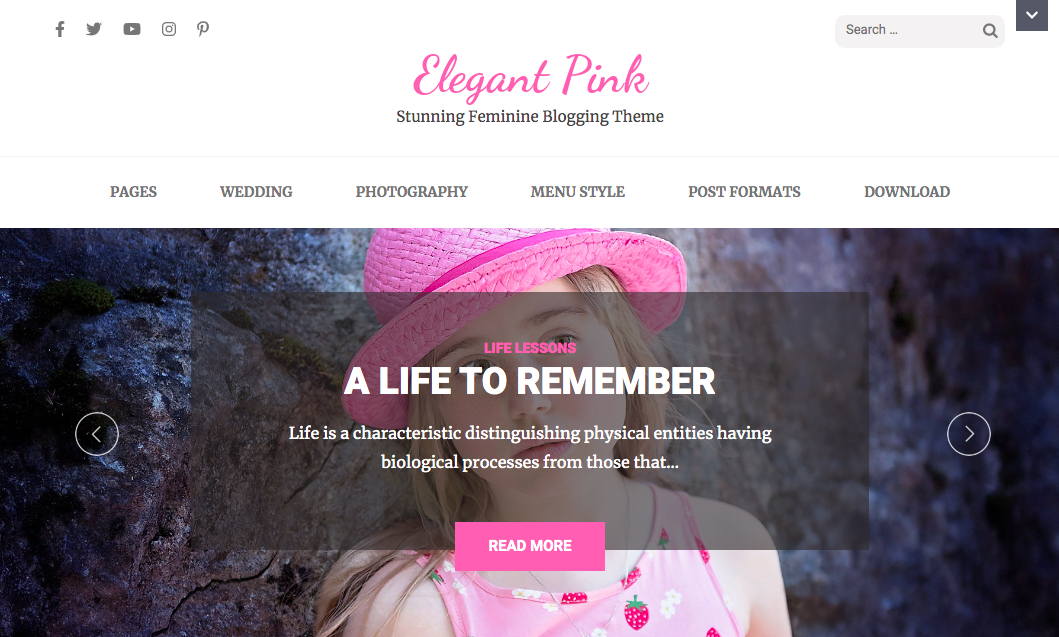 Elegant pink WordPress theme