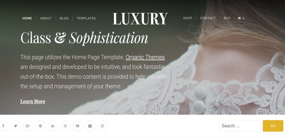 luxury theme home page