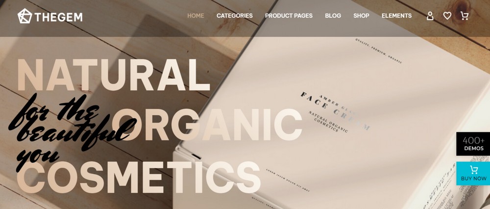 Organic cosmetic homepage