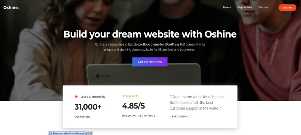 Oshine WordPress theme website home