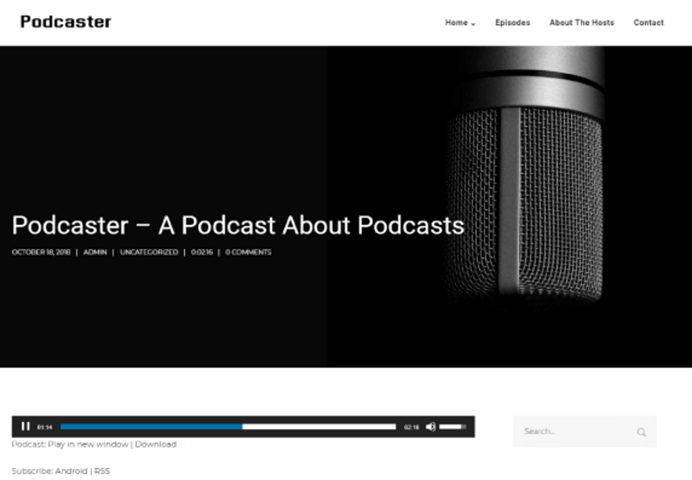podcaster secondline WordPress podcaster theme demo page
