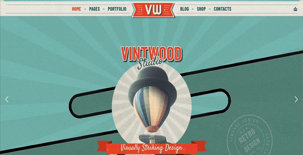 Vintwood retro-styled WordPress theme