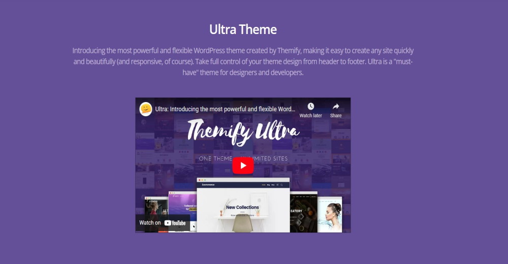 Ultra WordPress theme official website