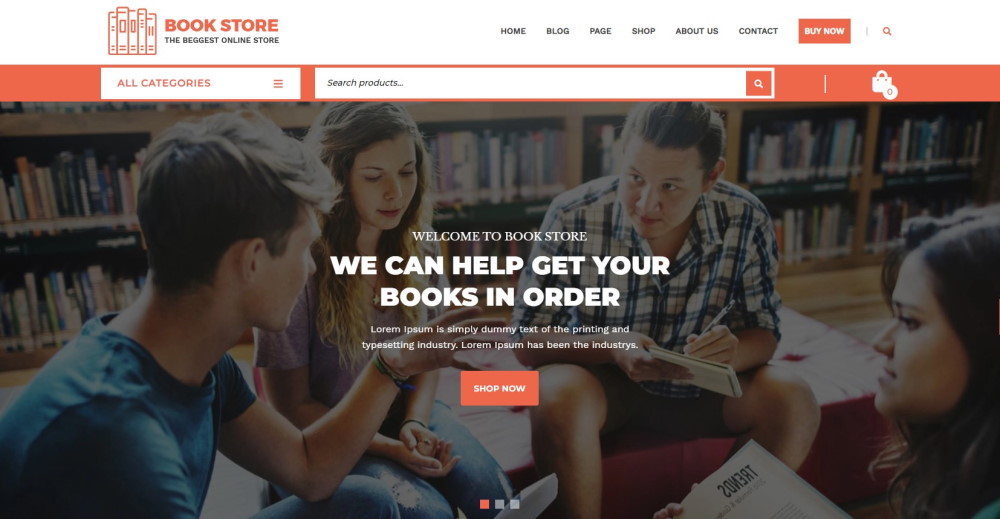 VW BookStore WordPress theme demo website