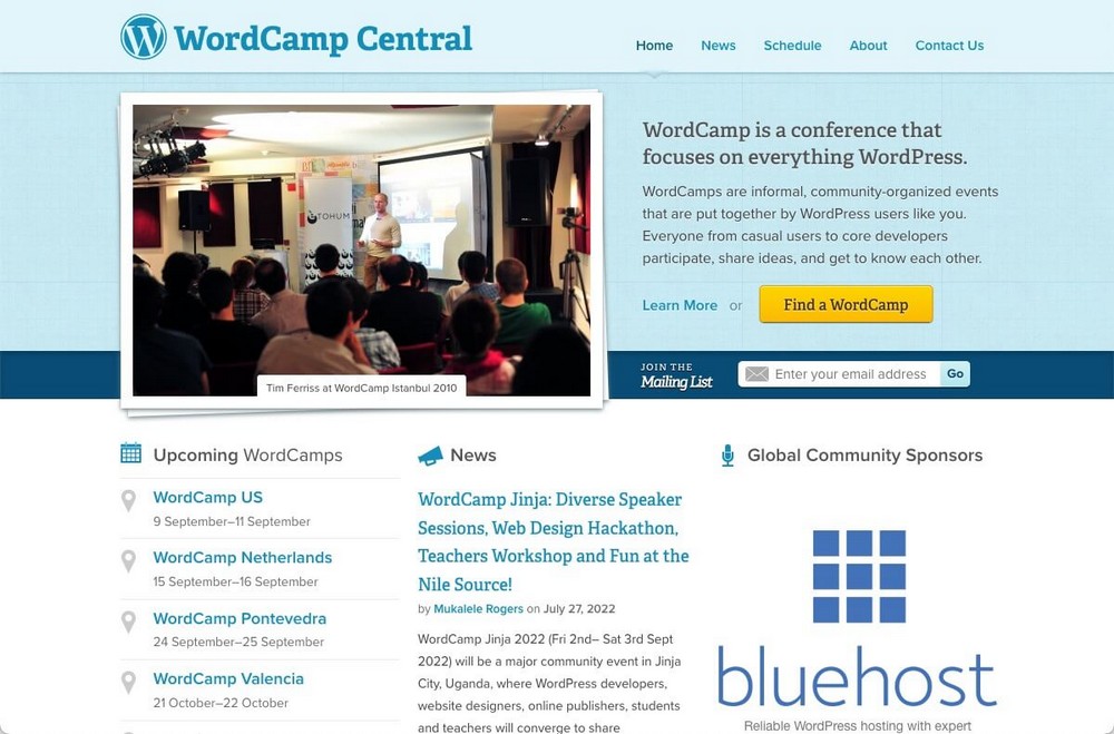 WordCamp homepage