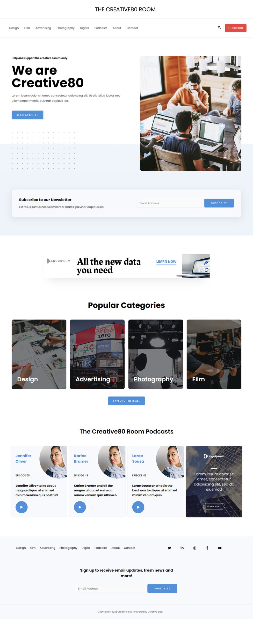 Creative Blog – Modern website template for blogs and bloggers