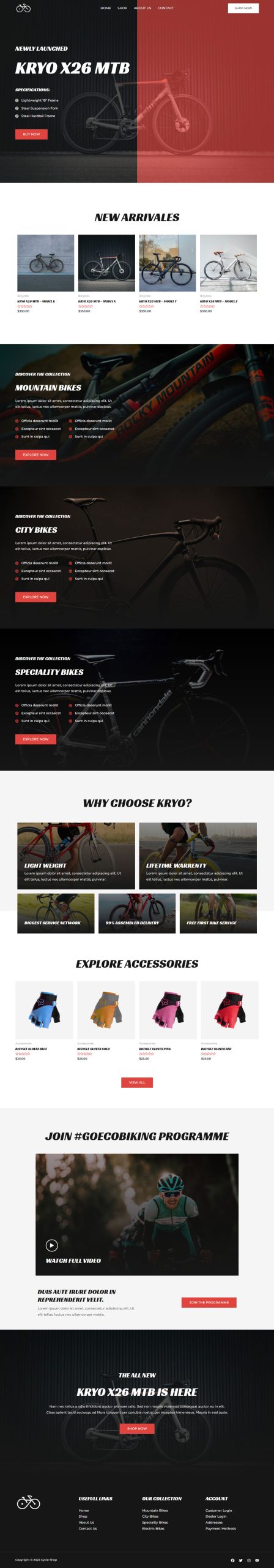 Cycle Shop - Website template perfect for bike shops