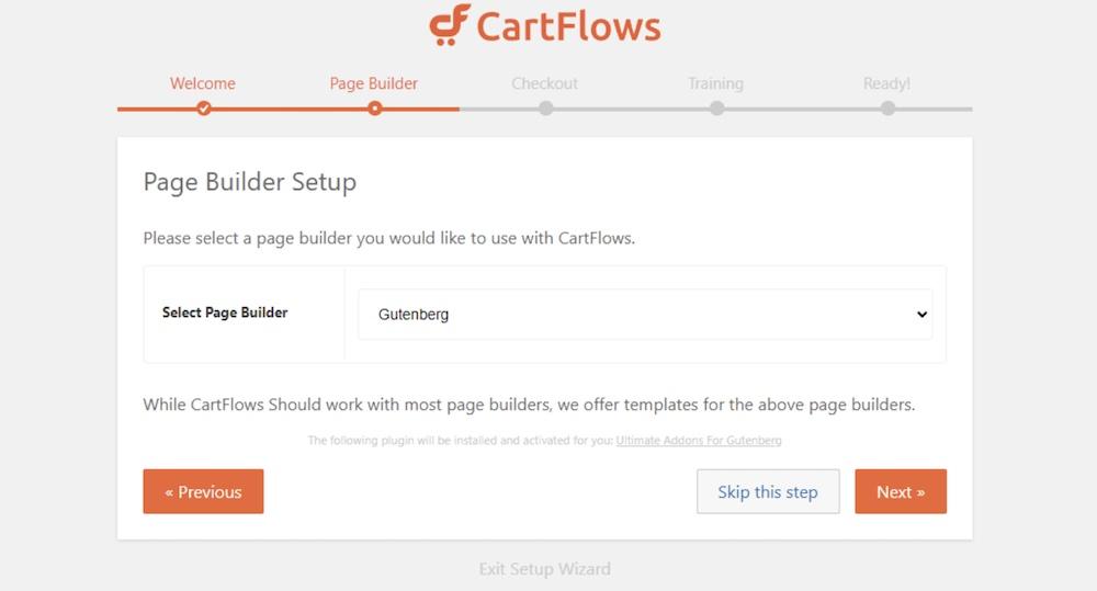 Follow the guided CartFlows setup process