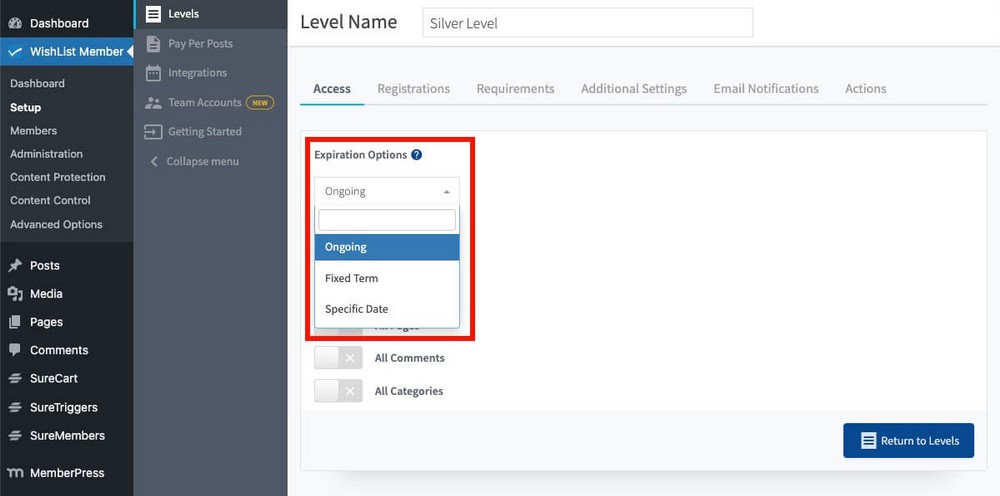How to create membership levels with WishList Member