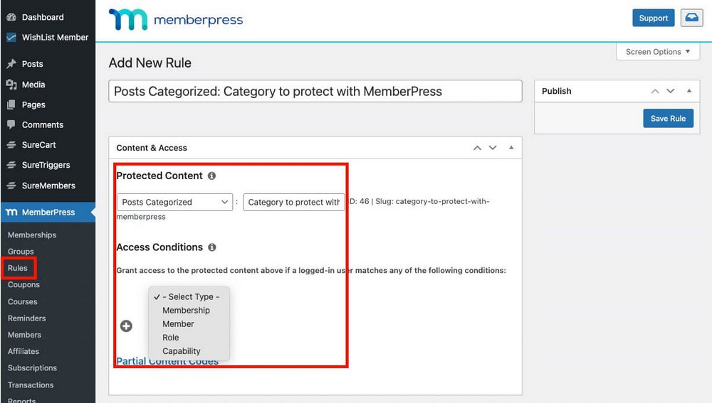 How to create protecting rules in MemberPress