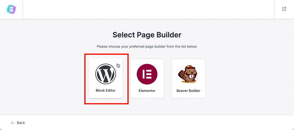 Select Astra Templates Page Builder