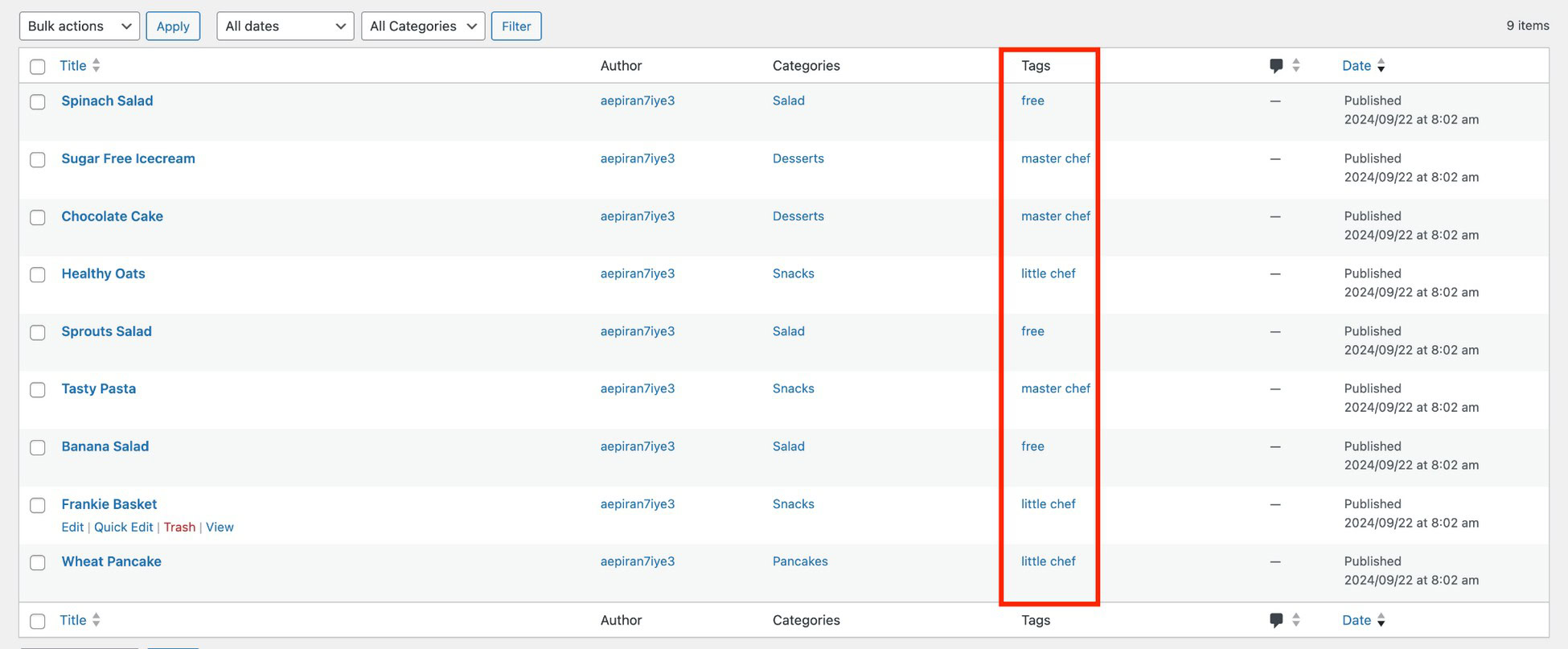 add tags to sample posts