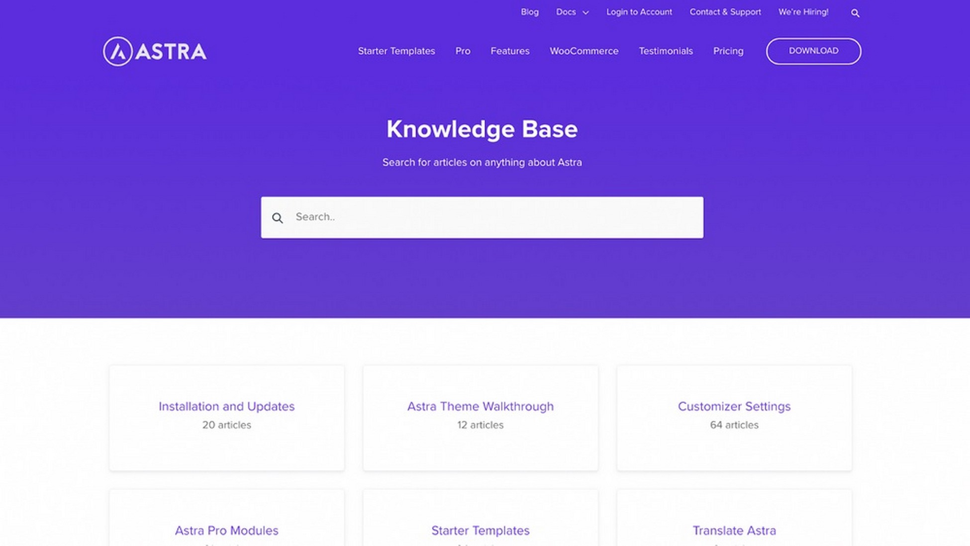 Astra knowledge base