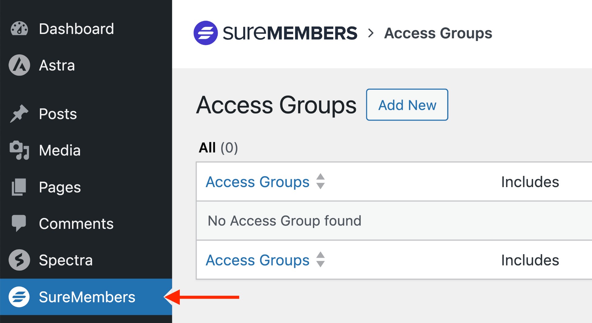 suremembers menu in wp admin