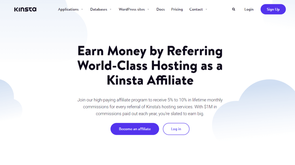 Kinsta affiliate page