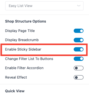 sticky sidebar WooCommerce