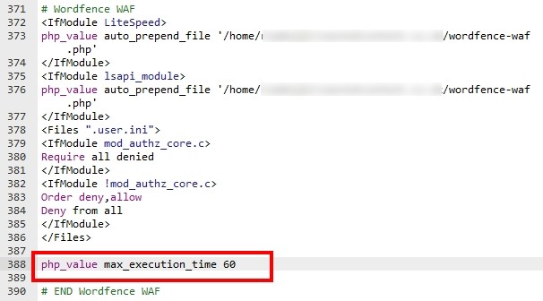 Maximum execution time exceeded error