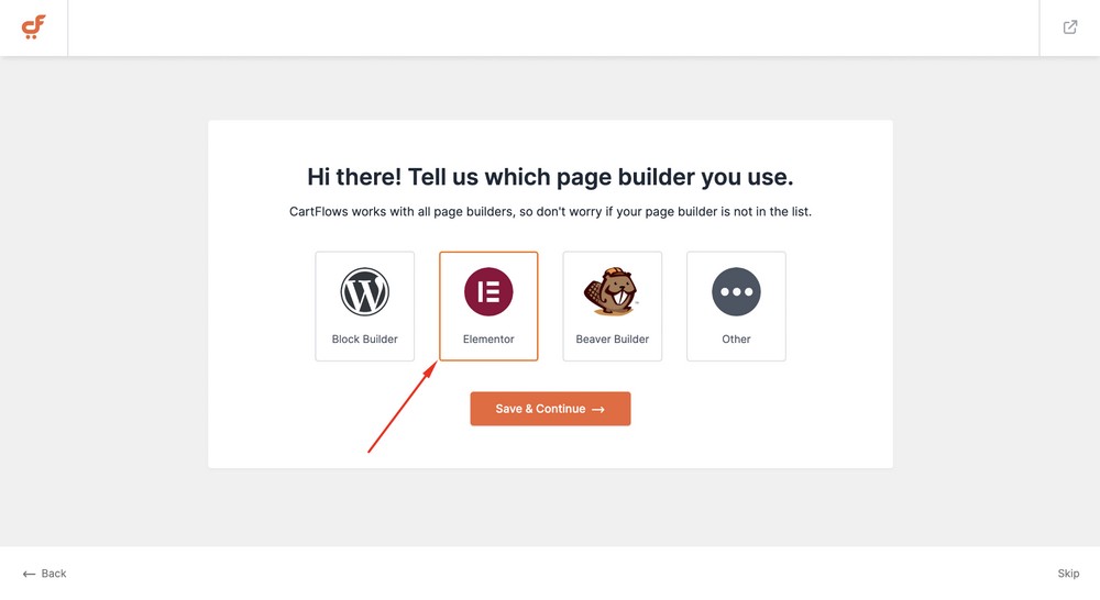 Select a page builder 